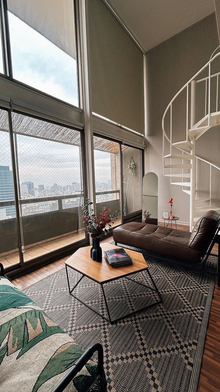 Loft dúplex piso 24, vista panorámica Santiago | ChileWithYo