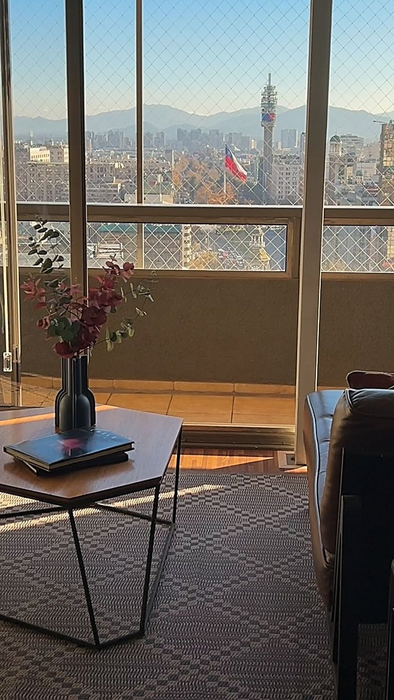 Loft dúplex piso 24, vista panorámica Santiago | ChileWithYo